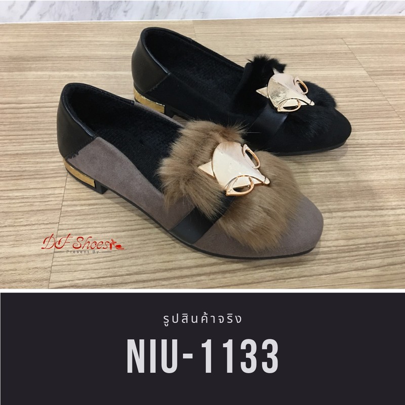 niu-1133-รองเท้าคัชชูส้นเตี้ย-บุขนด้านใน-ทรงหัวแหลม