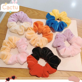 Cactu ยางรัดผมหางม้า ผ้ากํามะหยี่ แบบนิ่ม สีแคนดี้ น่ารัก ยืดหยุ่น เครื่องประดับ แฟชั่นสําหรับผู้หญิง