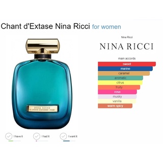 ภาพขนาดย่อของภาพหน้าปกสินค้าแบ่งขาย Nina Ricci Chant D'Extase EDP น้ำหอมแบรนด์แท้ 100% จากร้าน undashop บน Shopee ภาพที่ 1