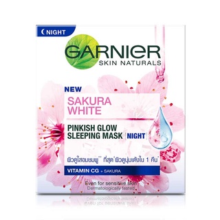 (2 ขนาด) Garnier Sakura White Pinkish Glow Sleeping Mask การ์นิเย่ ซากุระไวท์ พิงคิช โกลว ครีมบำรุงสูตรเข้มข้น กลางคืน