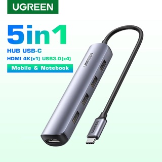UGREEN รุ่น 20197 USB-C USB3.1 TYPE C Multiport Hub 5 in 1 ตัวแปลง Hub HDMI4K (x1) USB3.0 (x4) รองรับ มือถือ, Computer