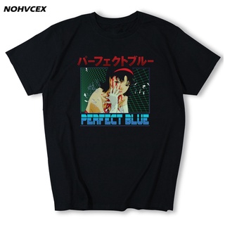 เสื้อยืดสีดำอินเทรนด์เสื้อยืดพิมพ์ลาย Junji Ito Anime สไตล์ญี่ปุ่นสําหรับผู้ชายสีฟ้าS M L   XL  XXL