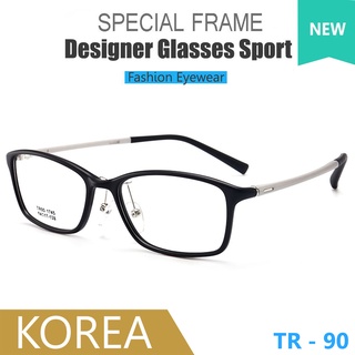 Japan ญี่ปุ่น แว่นตา แฟชั่น รุ่น 1745 C-5 สีดำขาเงิน วัสดุ ทีอาร์90 TR90 กรอบเต็ม ขาข้อต่อ กรอบแว่นตา Glasses Frame