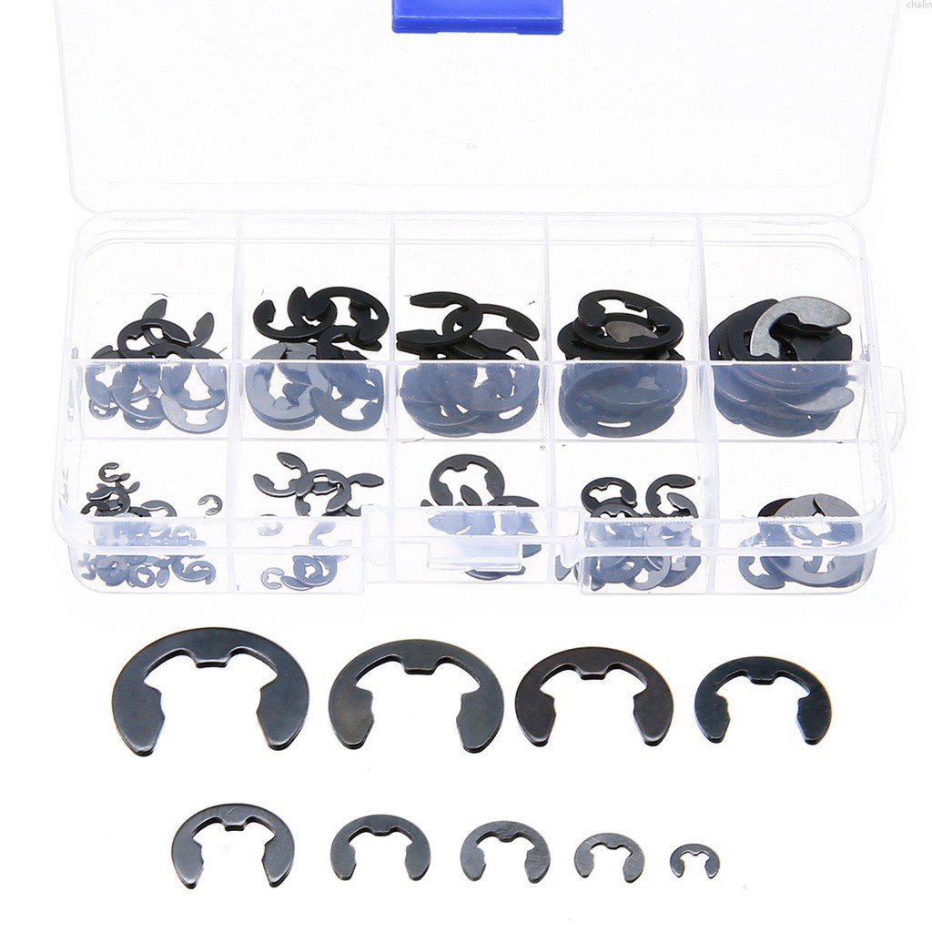 120pcs New Black EClip & Retaining Ring Assortment Kit 1.5mm to 10mm