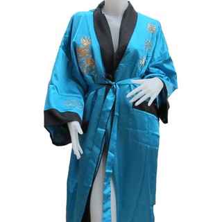 เสื้อคลุมอาบน้ำลายมังกร ใส่ได้ทั้ง 2 ด้าน Dragon Bath robe สีฟ้า/ดำ