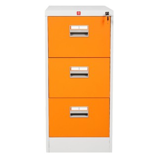 File cabinet CABINET 3 DRAWERS KCDX-3-OR ORANGE Office furniture Home &amp; Furniture ตู้เอกสาร ตู้ลิ้นชักเหล็ก 3 ลิ้นชัก KC