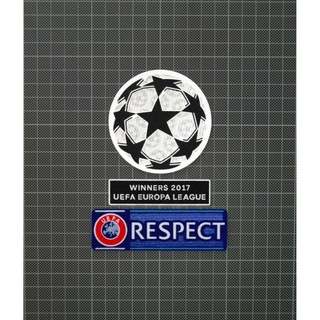 อาร์ม กำมะหยี่ Patch UEFA Champions League &amp; RESPECT Sleeve Patches Europa League Winners 2017 Man United