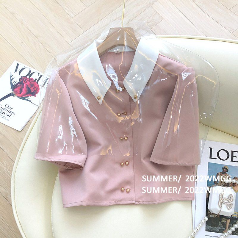 xiaoxiang-เสื้อเชิ้ตแขนสั้น-คอตุ๊กตา-ผ้าชีฟอง-แบบบาง-สไตล์ฤดูร้อน-สําหรับผู้หญิง