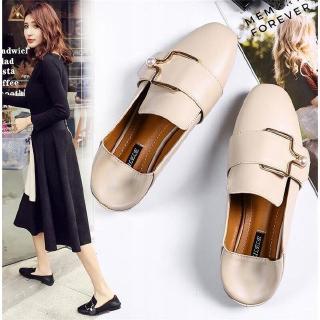 ราคา🔥Hot Sale รองเท้าผู้หญิงหญิง 2020 เวอร์ชั่นเกาหลีใหม่ของหัวตารางป่าน้องสาวของรองเท้าหนังนุ่ม Peas ผู้หญิงสองสวมรองเท้าแ