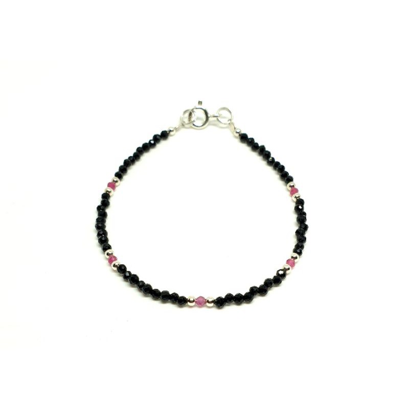 สร้อยข้อมือ-หินนิลดำแท้-และ-อัญมณีทับทิม-เงิน-925-แท้-natural-black-spinel-amp-ruby-bracelet