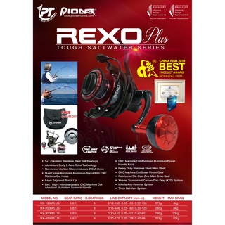 รอกสปินนิ่ง Pioneer Rexo Plus เป็นรอกสำหรับตกน้ำเค็ม ระบบแขนเกลียว