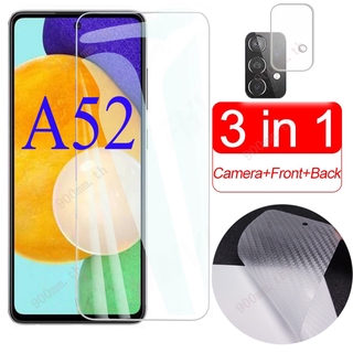 3-in-1 ฟิล์มกระจก Samsung A52 5G กระจกนิรภัย Samsung A72 A52 A32 A02 5G 4G A12 A42 A31 A51 A71 A50 ป้องกันหน้าจอ ฟิล์มกระจกกันเลนส์กล้อง &amp; ฟิล์มหลัง