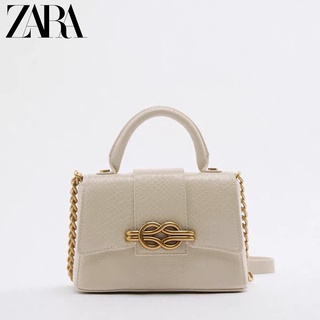 Zara กระเป๋าถือ กระเป๋าสะพายไหล่ ทรงสี่เหลี่ยม ลายหนังจระเข้ ขนาดเล็ก แฟชั่นสําหรับสตรี 6643910102