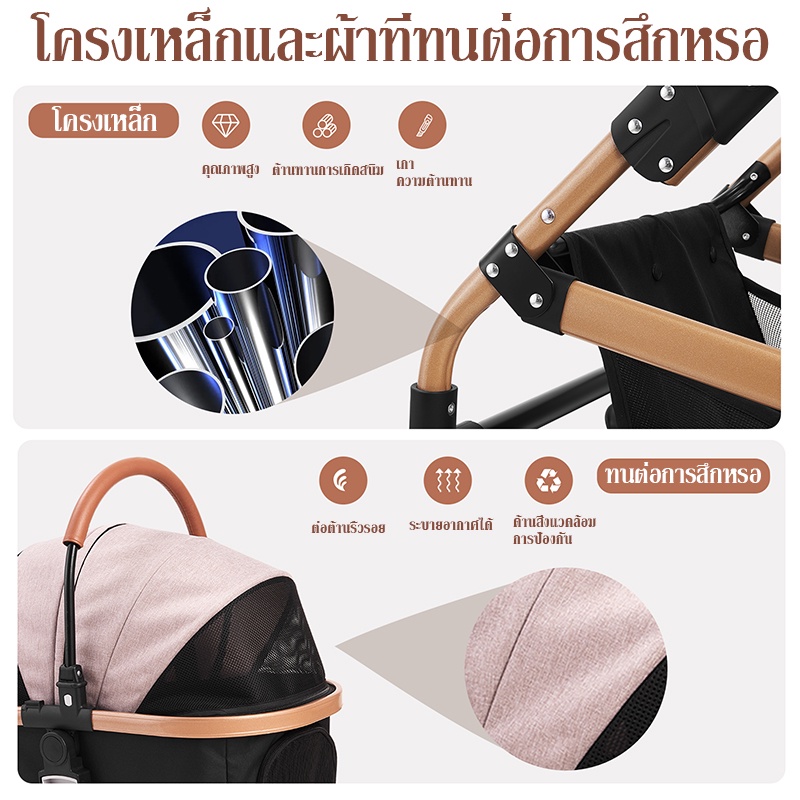 พร้อมส่งจ้า-cod-รถเข็นสัตว์เลี้ยง-3in1-รถเข็นเดินทาง-รถเข็นสุนัขและแมว4-ล้อ-รับน้ำหนักได้-18กก