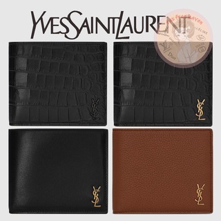 Shopee ราคาต่ำสุด 🔥ของแท้ 100% 🎁YSL/Yves Saint Laurent Brand New TINY MONOGRAM Horizontal Grain Leather Wallet