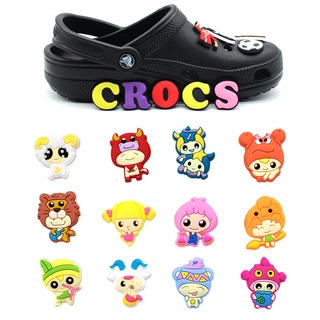 ใหม่ ตัวติดรองเท้า Crocs Jibbitz วัสดุ PVC ลายการ์ตูน 12 กลุ่มดาว สําหรับตกแต่งรองเท้าแตะ DIY