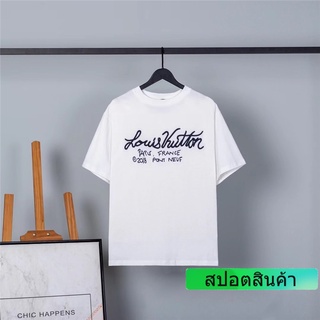 เสื้อยืดแขนสั้นลําลอง ปักลายตัวอักษร แฟชั่นสตรีท สําหรับผู้ชาย และผู้หญิง