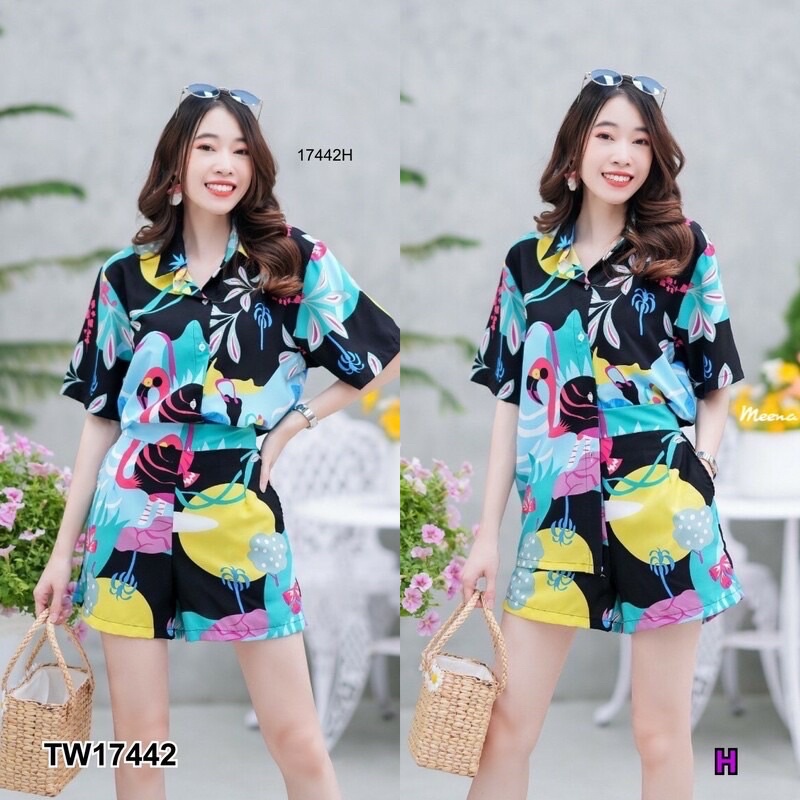 pe17442-set-2ชิ้น-เสื้อฮาวายลาย-summer-สุดชิค