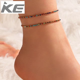 Foot accessories Colored diamond double-anklet Simple geometric multi-layered anklet for girl