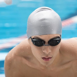 elastic fit waterproof training silicone swimming cap unisex