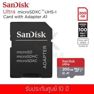 เมมโมรี่การ์ด Sandisk Ultra MicroSDXC A1 200GB 100MB/S UHS-1 Class 10 (SDSQUAR-200G-GN6MA)