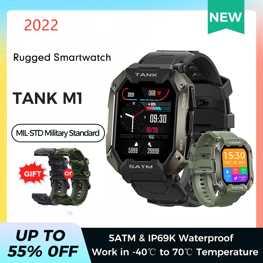 ภาพหน้าปกสินค้าใหม่ TANK M1 นาฬิกาข้อมือสมาร์ทวอทช์ เชื่อมต่อบลูทูธ กันน้ํา วัดความดันโลหิต 5atm Ip69k 2022 สําหรับผู้ชาย
