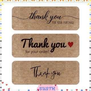 สินค้า Sushen สติ๊กเกอร์กระดาษคราฟท์ Thank You 3X1 นิ้วสําหรับตกแต่ง 120 ชิ้น / ม้วน