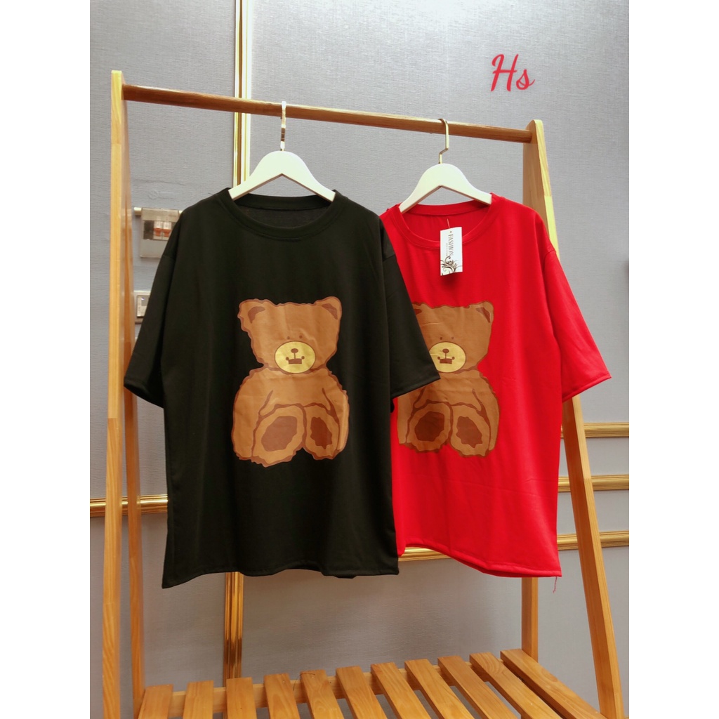 korean-unisex-brown-bear-couple-short-sleeved-loose-t-shirt-for-men-women-in-2-colors