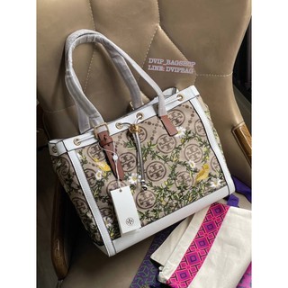 TORY BURCH T MONOGRAM JACQUARD EMBROIDERED SMALL TOTE BAG แท้💯%