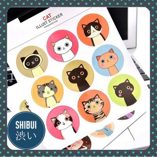 ภาพหน้าปกสินค้าSHIBUITH 🐱 2 แผ่น ใน 1 แพ็ค !! Cat Illust Sticker สติ๊กเกอร์กลมหน้าแมว 🐱 ซึ่งคุณอาจชอบราคาและรีวิวของสินค้านี้