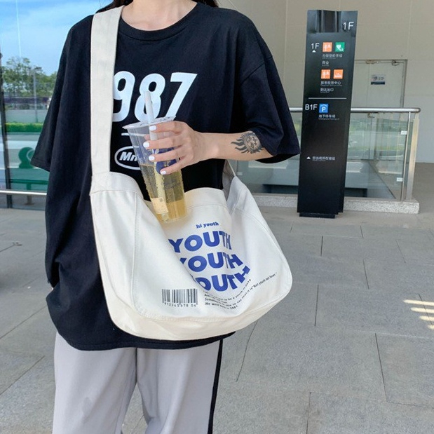 bangkoklist-ba1775-กระเป๋าผ้าสะพายข้าง-youth-ผ้าแคนวาส-ผู้ชาย-ผู้หญิง-ใบใหญ่มี2สี