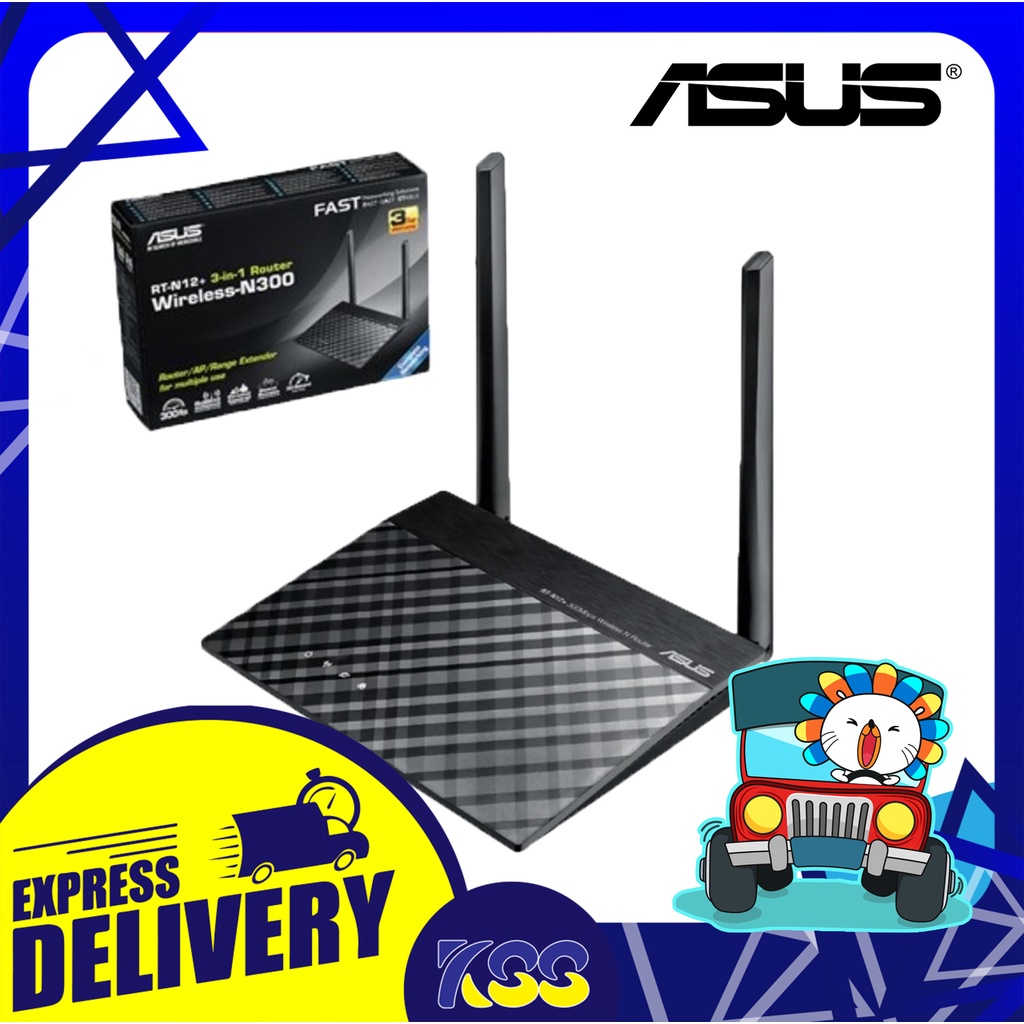 อุปกรณ์ปล่อยสัญญาณไวไฟ เราเตอร์ไวไฟ ASUS RT-N12+ Wireless N300 Router ...
