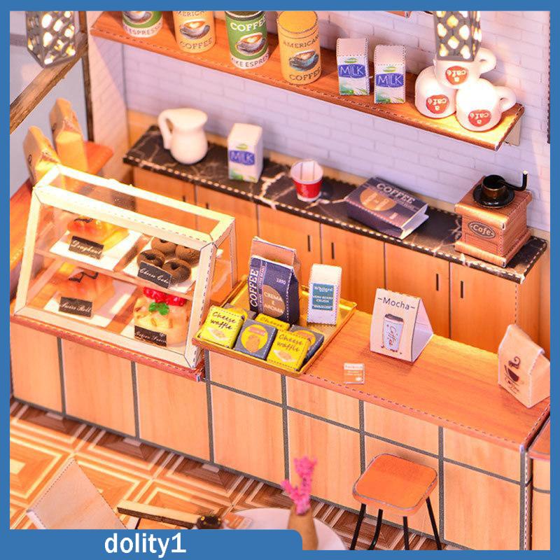 dolity1-ชุดโมเดลบ้านตุ๊กตา-บ้านจิ๋วdiy-ประกอบเอง-สําหรับร้านกาแฟ