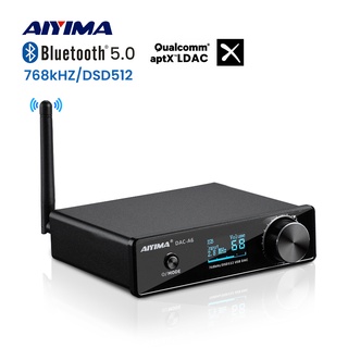 Aiyima DAC-A6 เครื่องถอดรหัสเสียงบลูทูธ ESS9038Q2M Mini Hifi USB DAC XMOS XU208 PCM 32 bit 768kHz DSD512 รองรับ LDAC APTX-HD