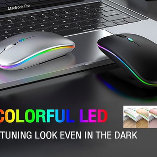 ภาพขนาดย่อของภาพหน้าปกสินค้าเมาส์ไร้สายเงียบเมาส์ไร้สาย2.4GHz แบบชาร์จไฟได้พร้อมไฟ RGBเมาส์บลูทู ธBluetooth mouse ipad มือถือ backlit 7 สี เมาส์ RGB จากร้าน yoyo_2020. บน Shopee