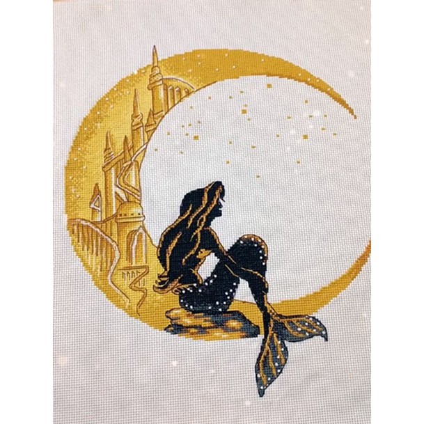 ชุดปักครอสติช-พระจันทร์-นางเงือก-จันทร์เสี้ยว-การ์ตูน-moon-cross-stitch-kit