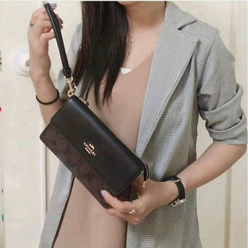 Coach Foldover Wristlet with Signature Canvas Shopee Thailand