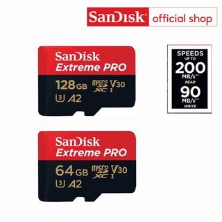 SanDisk Extreme Pro microSDXC 64GB / 128GB  A2 (SDSQXCU, SDSQXCD) ความเร็วสูงสุด อ่าน 200MB/s เขียน 90MB/s