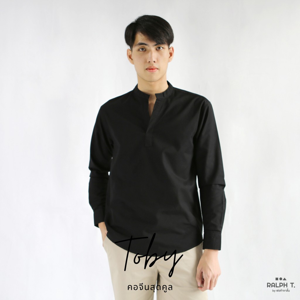 ภาพสินค้าเสื้อคอจีน ผู้ชาย PULLOVER TOBY LONG สไตล์เกาหลี - RALPH T เสื้อเชิ้ต คอจีน แขนยาว ชาย จากร้าน ralpht.official บน Shopee ภาพที่ 4