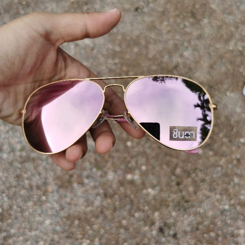 แว่นตากันแดด-แว่นตาวินเทจ-แว่น-handmade-ชินตา-รุ่น-money-pink-ทรงตี๋ใหญ่-เลนส์ปรอทสีเงินและสีชมพู-เลนส์กันแดด-polarized