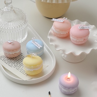 &lt;พร้อมส่ง&gt; เทียนหอม มาการอง Macaron Candles 8สี เทียน น่ารัก ของใช้ในบ้าน ของตกแต่ง พร็อบถ่ายรูป