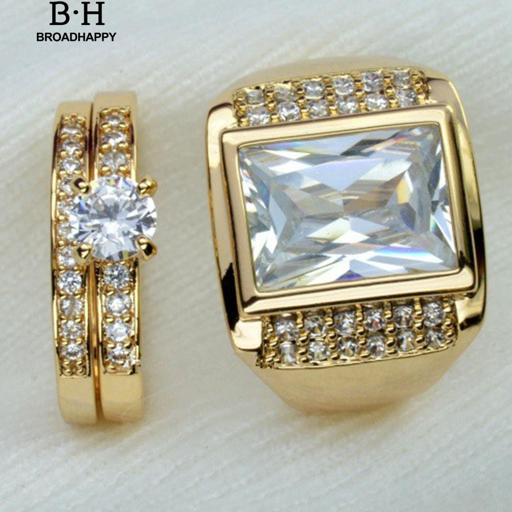 broadhappy-แฟชั่น-unisex-rhinestone-แหวนคู่รักหมั้นคู่รัก-แหวนเกลี้ยง