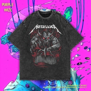 เสื้อยืด ขนาดใหญ่ พิมพ์ลายเมทัลลิก้า สีม่วง | หินล้างทําความสะอาด | เสื้อเชิ้ต Metallica Band | เจมส์ เฮทฟิลด์ | เสื้อยื