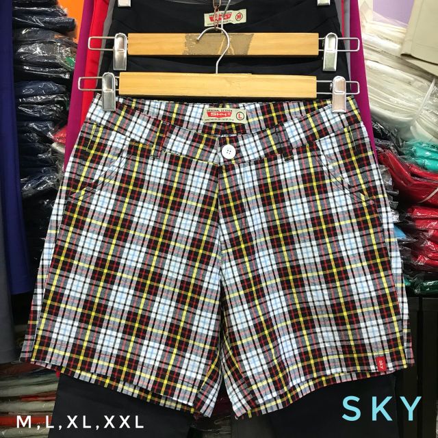 กางเกงขาสั้นลายสก็อต-ยาว15-มีหลายสี-มีไซส์s-xxl