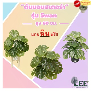 (( มาใหม่ ใบใหญ่เยอะ  !!!)) ต้นมอนสเตอร่าปลอม สูง 70 ซม. รุ่น " SWAN 18 ใบ " ต้นไม้ตกแต่งบ้าน Leeartplants (๒)