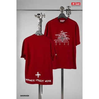 Sudd® เสื้อยืดโอเวอร์ไซส์ รุ่น Shuriken สีแดง