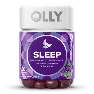 สินค้า ของแท้พร้อมส่ง OLLY Sleep 50 gummies (แก้ปัญหาการนอนหลับยาก ส่วนผสมเมลาโทนิน เคี้ยวอร่อย หลับสนิท หลับสบาย ตื่นเช้าสดใส)