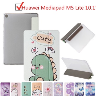 สําหรับ Huawei Mediapad M5 Lite 10 PU หนัง ขาตั้ง TPU ฝาพับ บาง เคสแท็บเล็ต