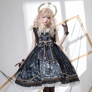 ชุดกระโปรงยาว  ชุดโลลิต้า ❈~ การออกแบบต้นฉบับ Abyss ตะกอน lolita โกธิค Diablo JsK เพลงชุด♡