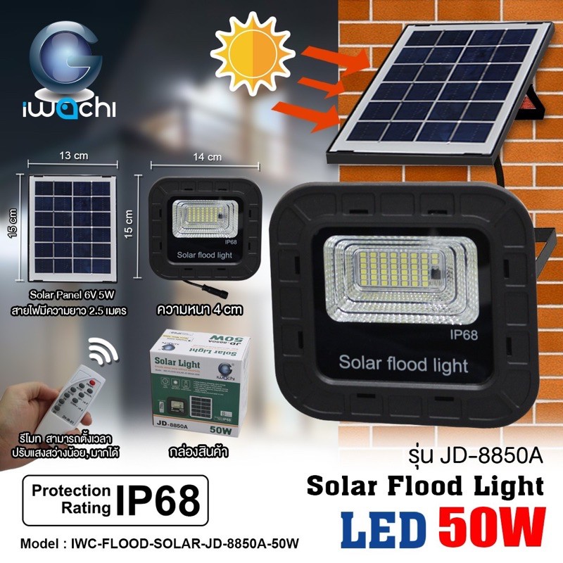 สปอร์ตไลท์โซลาเซลล์-led-50w-solar-flood-light-แสงขาว